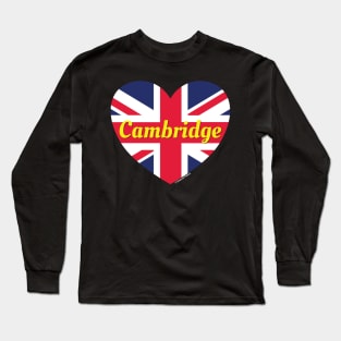 Cambridge England UK British Flag Heart Long Sleeve T-Shirt